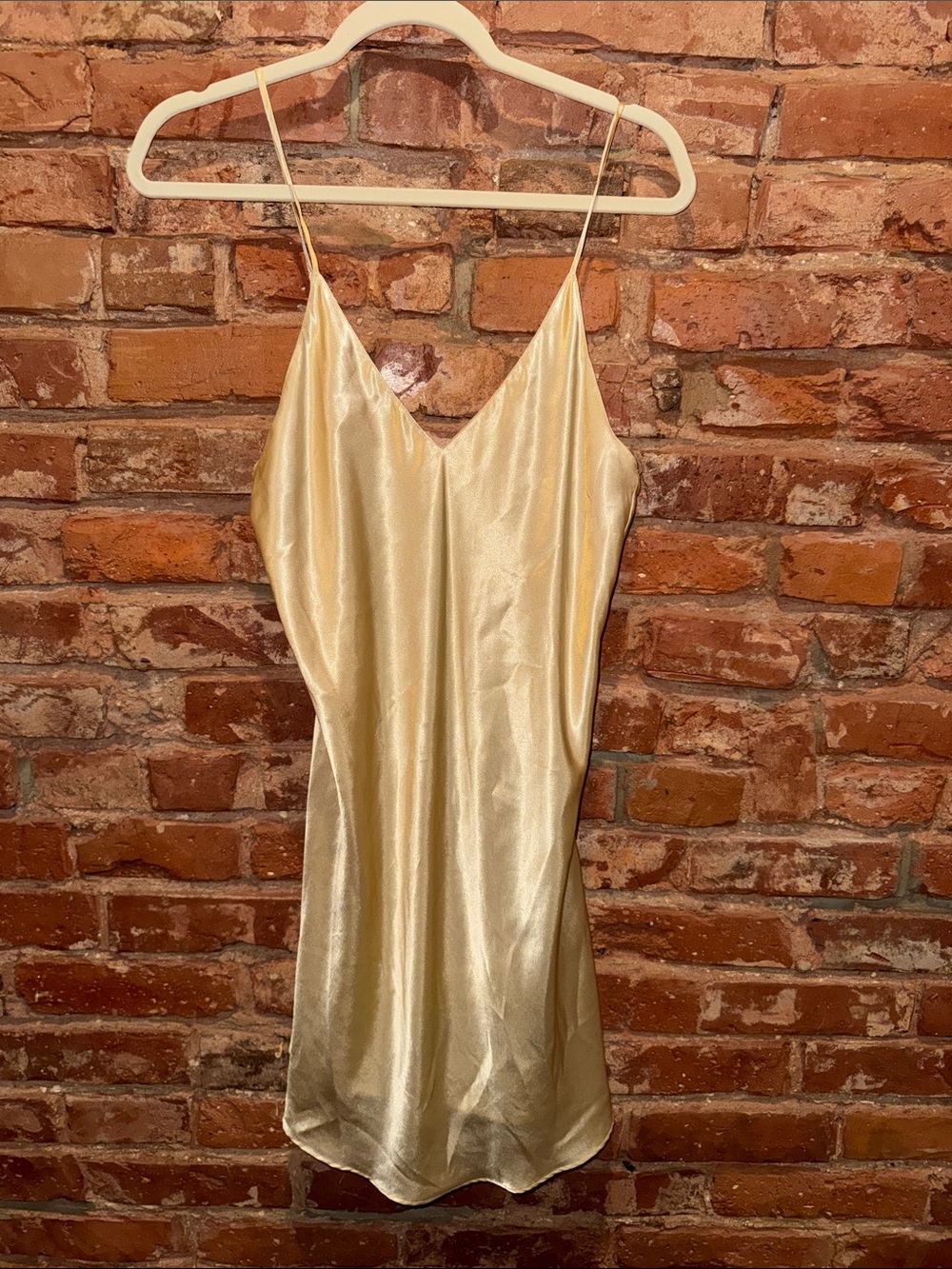 Maidenform Light Gold Satin Slip with Spaghetti Straps